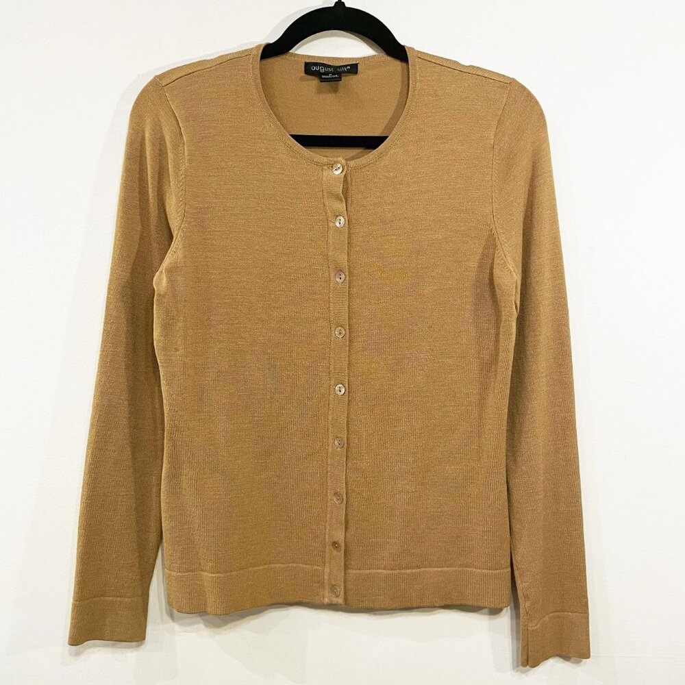 EUC Vintage 74% Silk Blend Cardigan Camel August Silk Medium